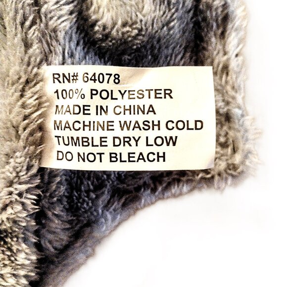 Gray Corduroy Paw Print Dog Jacket w/Plaid Cap ~ Gray Fur Lining ~ Size M ~ EUC! - Picture 8 of 13